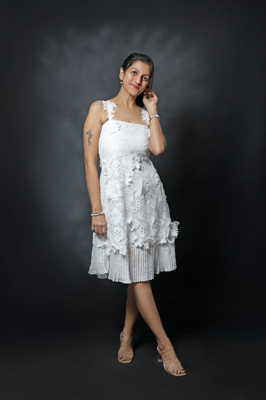 White 3D Flower One-Piece