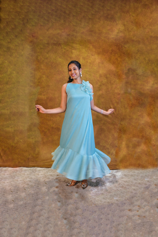 जashn baby blue semi flair dress