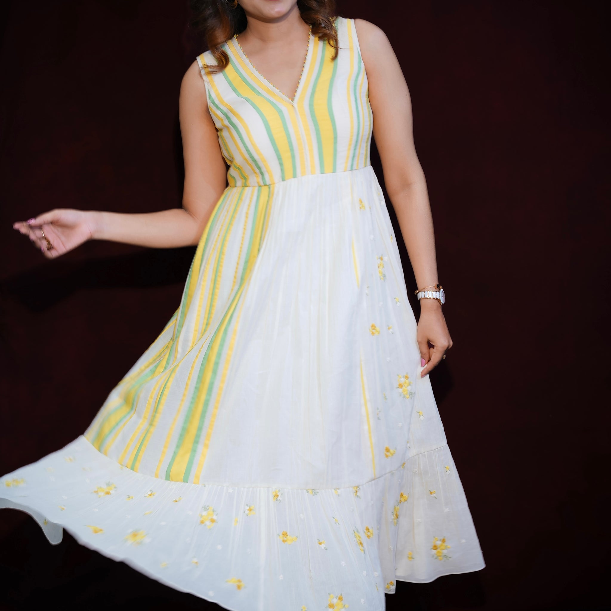 जashn yellow embroidered one piece