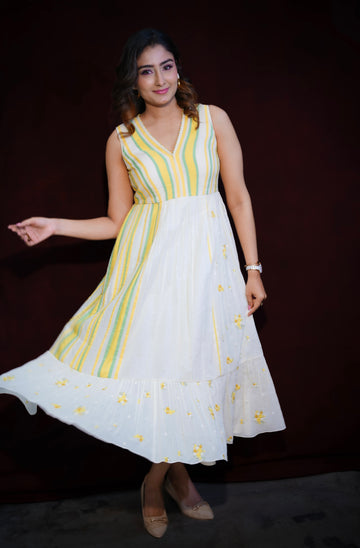 जashn yellow embroidered one piece