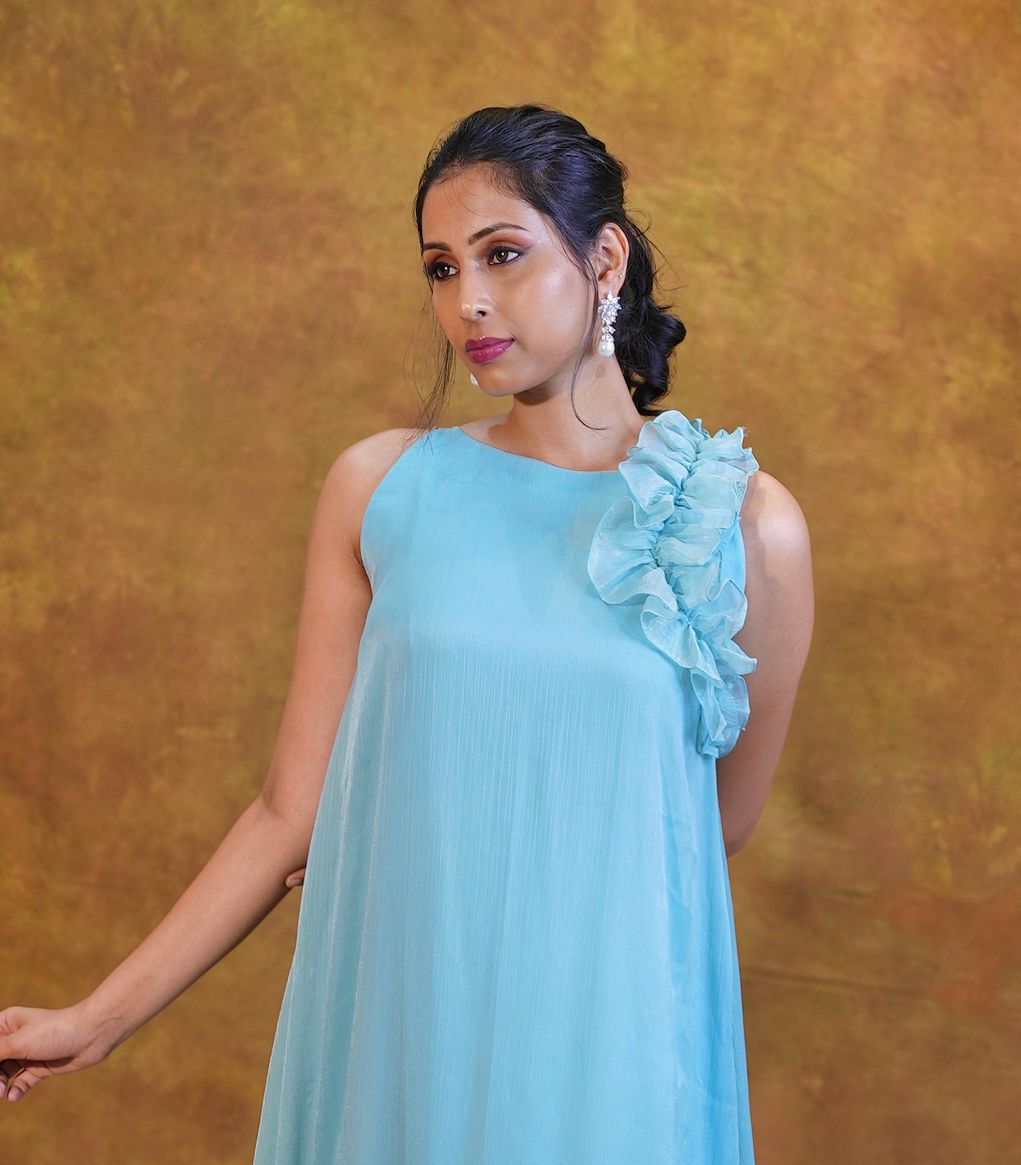 जashn baby blue semi flair dress