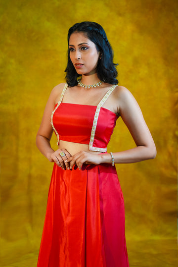 जashn Red Top with Skirt