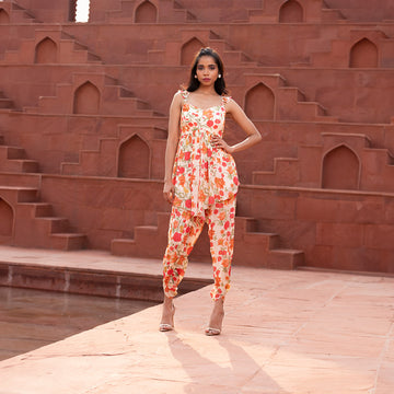 Tulip print peplum with pant