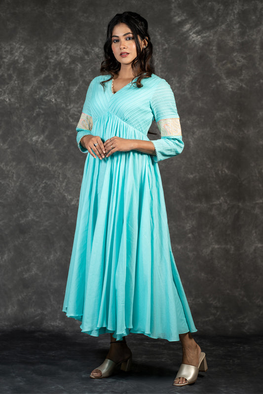 Aque blue mal flairy dress