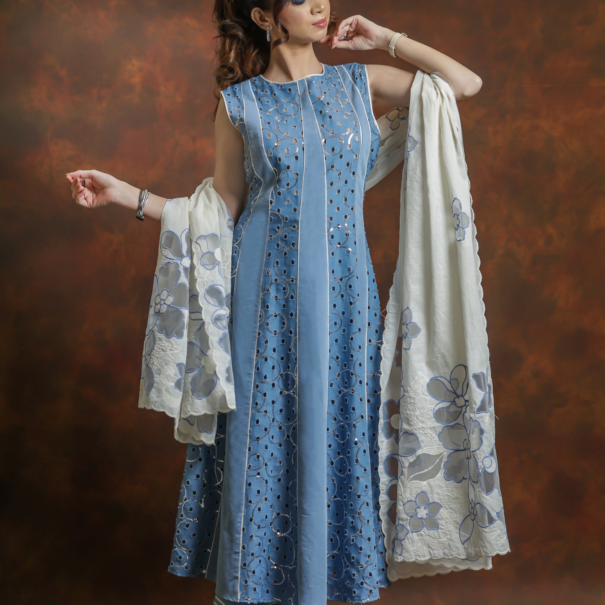 Denim dress,pant with dupatta