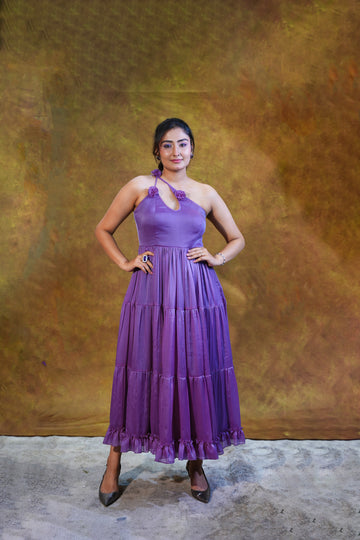 जashn purple flair dress