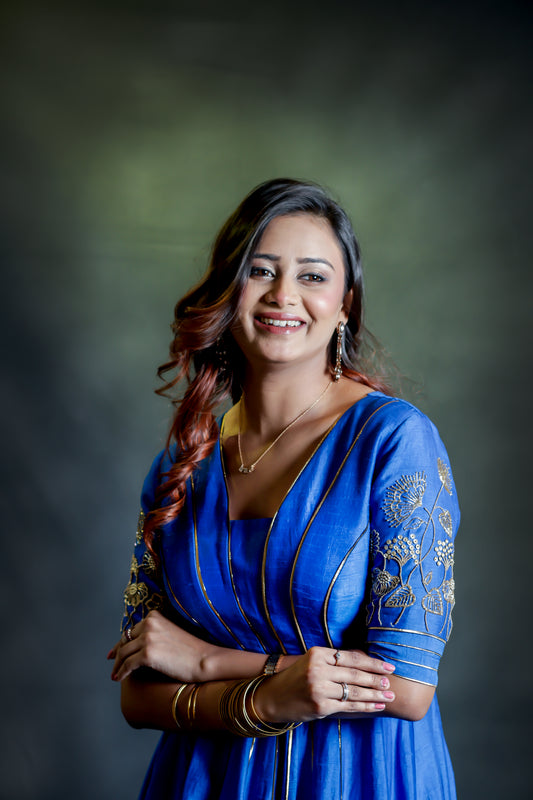 Royal blue dress with dupatta