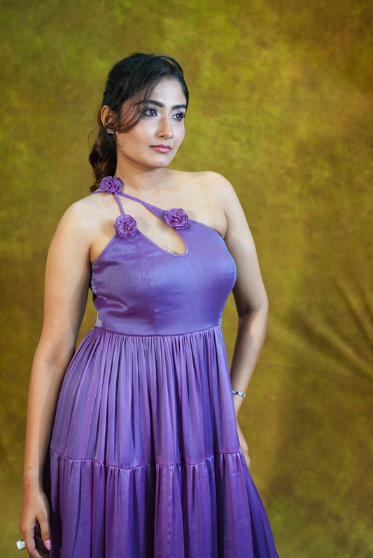 जashn purple flair dress