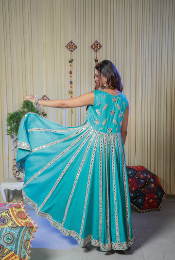 Sky blue embroidered jacket