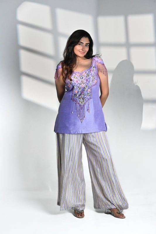 Lilac Afterglow Kurta and Cowl Pants