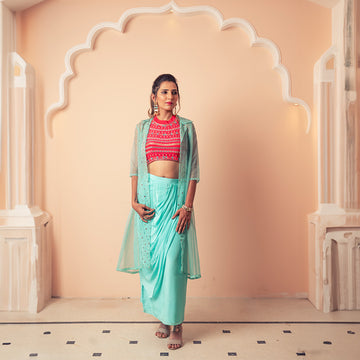 Orchid drape skirt set