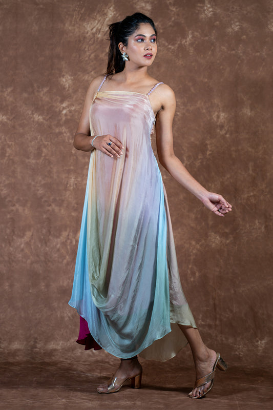 Pestal shaded drape dress